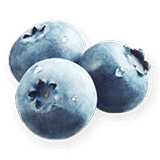 Three blueberries.