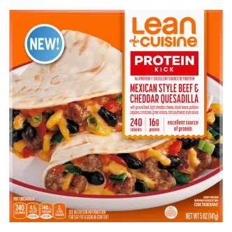 Front Center view of Lean Cuisine Loaded Beef Taco Quesadilla NET WT 5 oz (141 g) product.