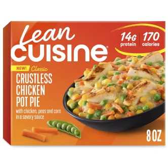 Front Center view of Lean Cuisine Crustless Chicken Pot Pie Frozen Entrée NET WT 8 oz (226 g) product.
