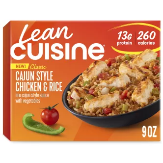 Front Center view of Lean Cuisine Cajun Style Chicken & Rice Frozen Entrée NET WT 9 oz (255 g) product.