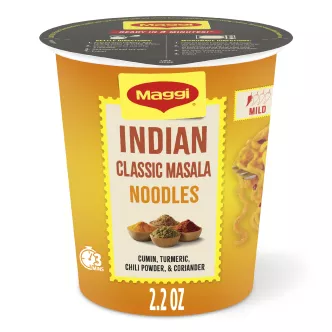 Front Center view of MAGGI Indian Mild Classic Masala Noodles 2.2oz Cup product.