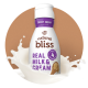 Creamer Sweet Cream Real Milk & Cream en una salpicadura de leche dentro de un círculo marrón.